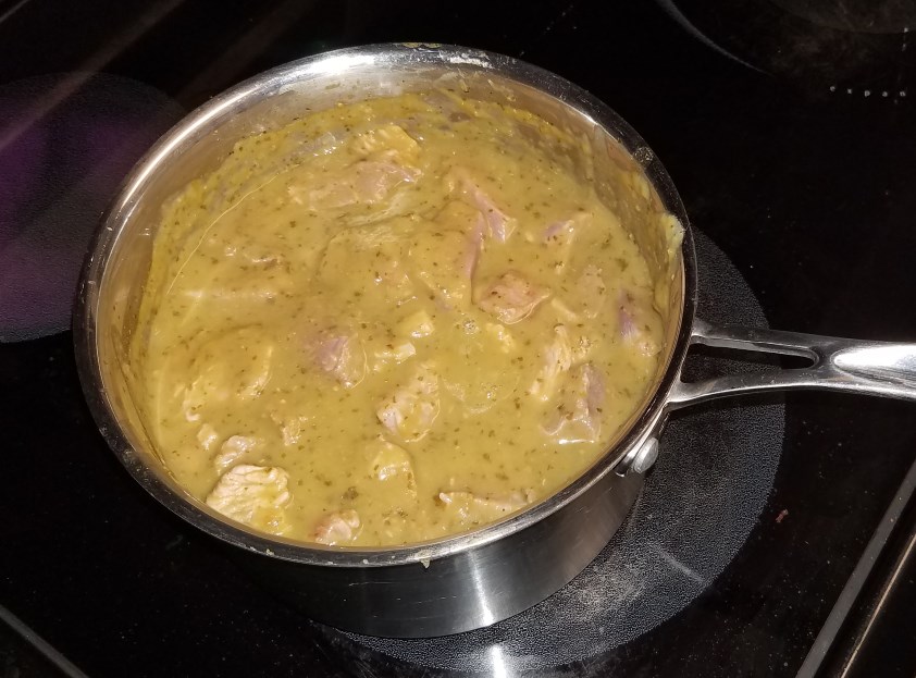 Pot of  Chile Verde at 2 hours